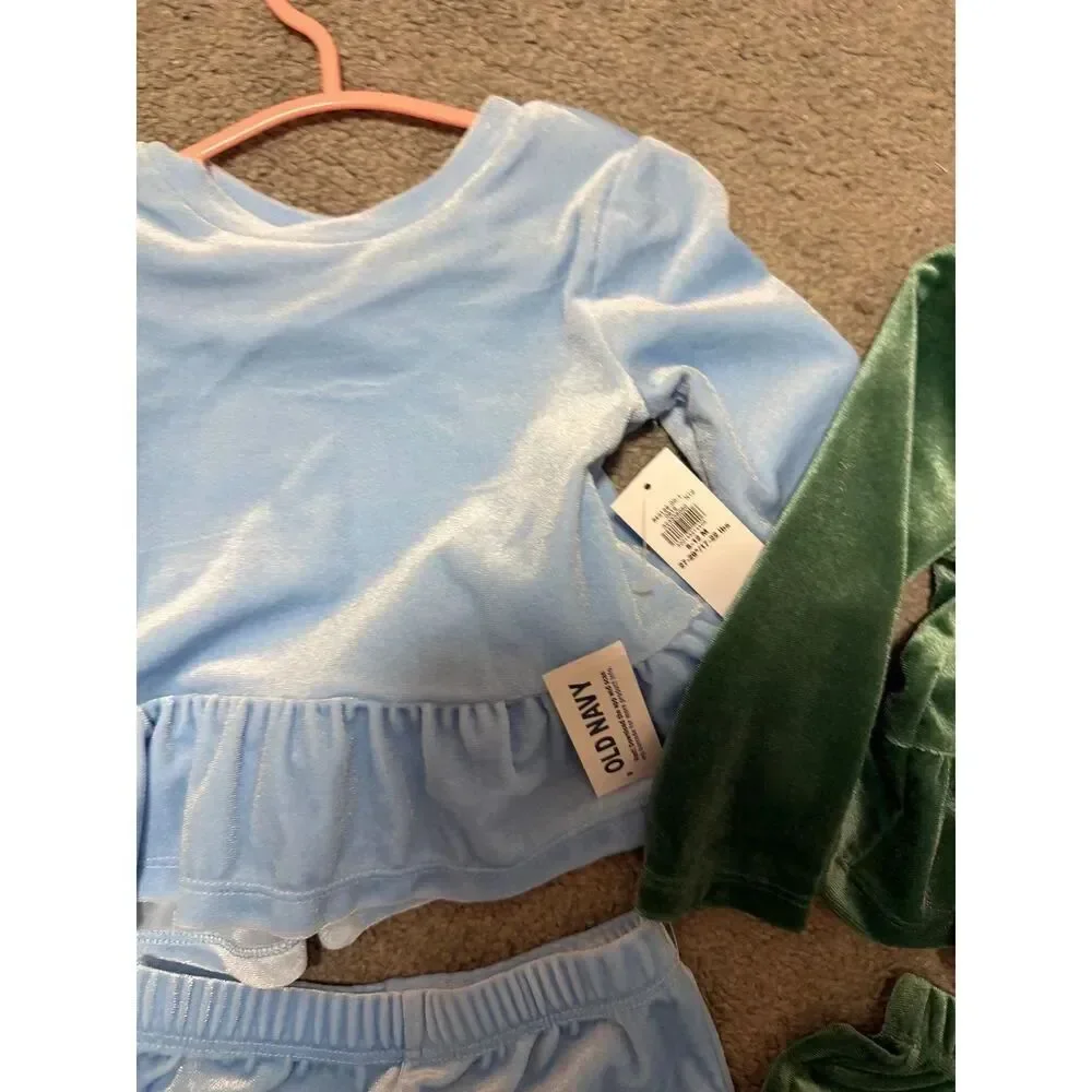 Old Navy Baby Girl Peplum Velour Outfits Lot of 2 NWT 6-12 Month